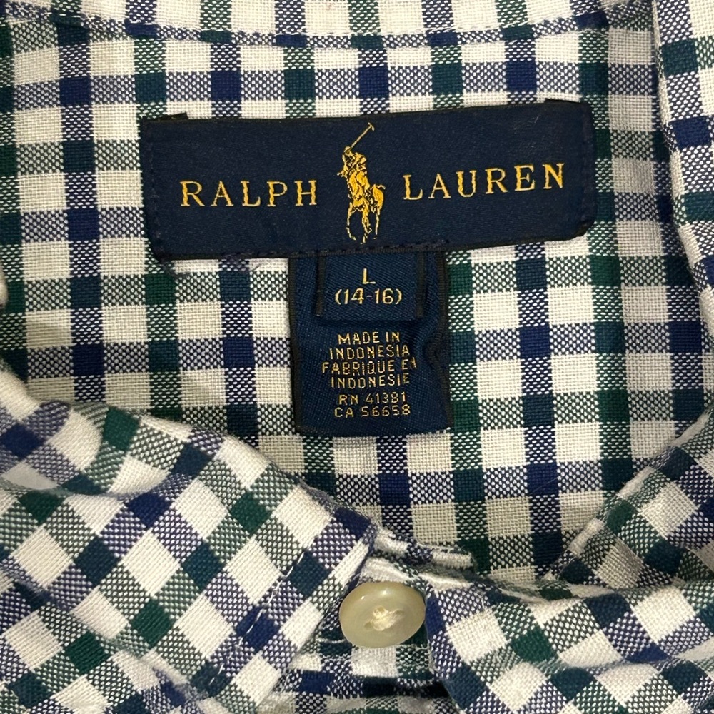 Ralph Lauren Green and Blue Button Down Shirt
